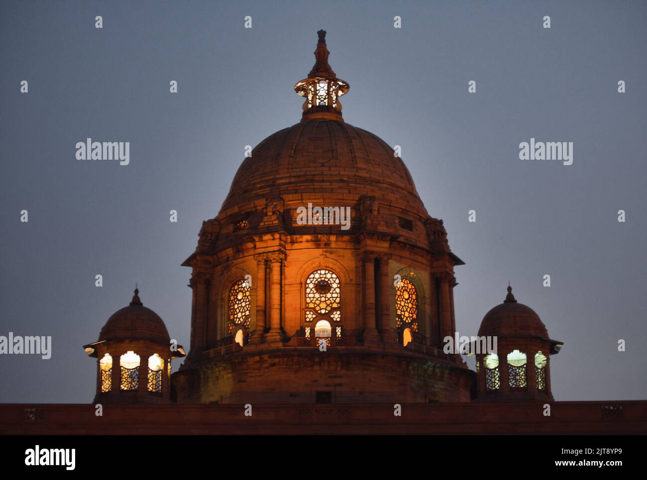 An evening view of a part of the India Presidential Residence or Rastrapati Bhavan in New Delhi India Stock Photo