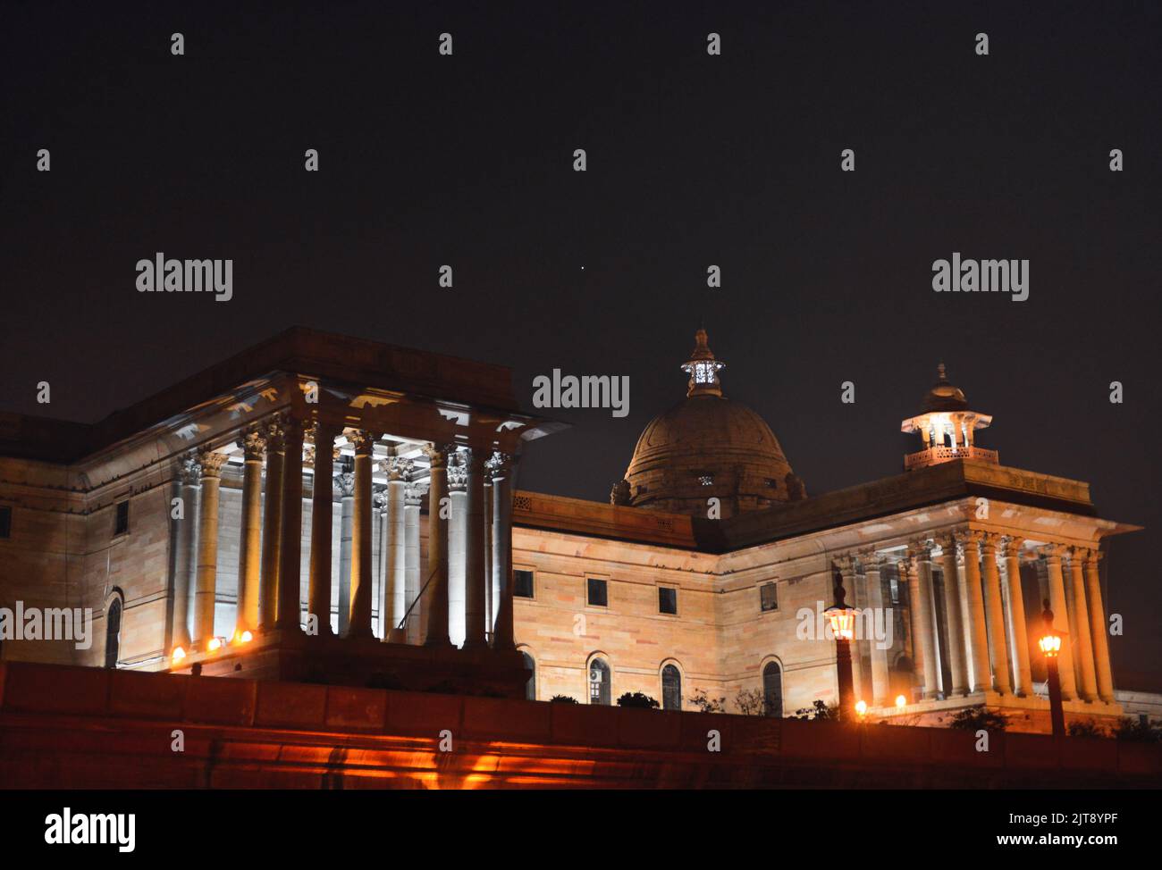 An evening view of a part of the India Presidential Residence or Rastrapati Bhavan in New Delhi India Stock Photo