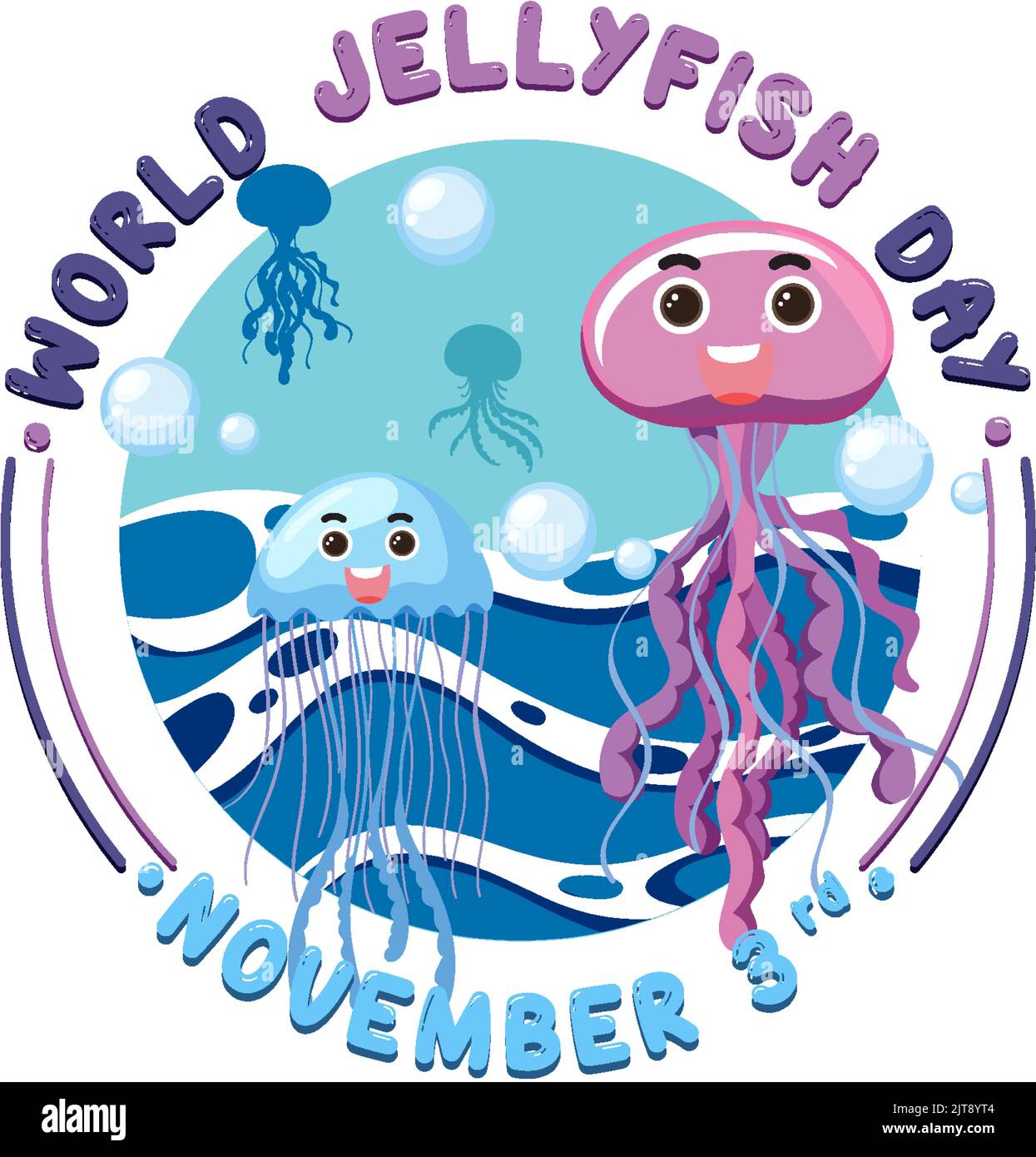 World Jellyfish Day Logo Design illustration Stock Vector Image & Art