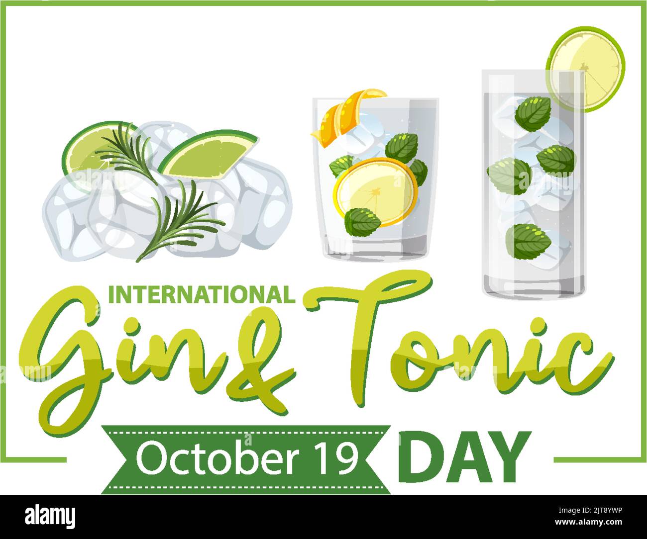 International gin and tonic day logo design illustration Stock Vector