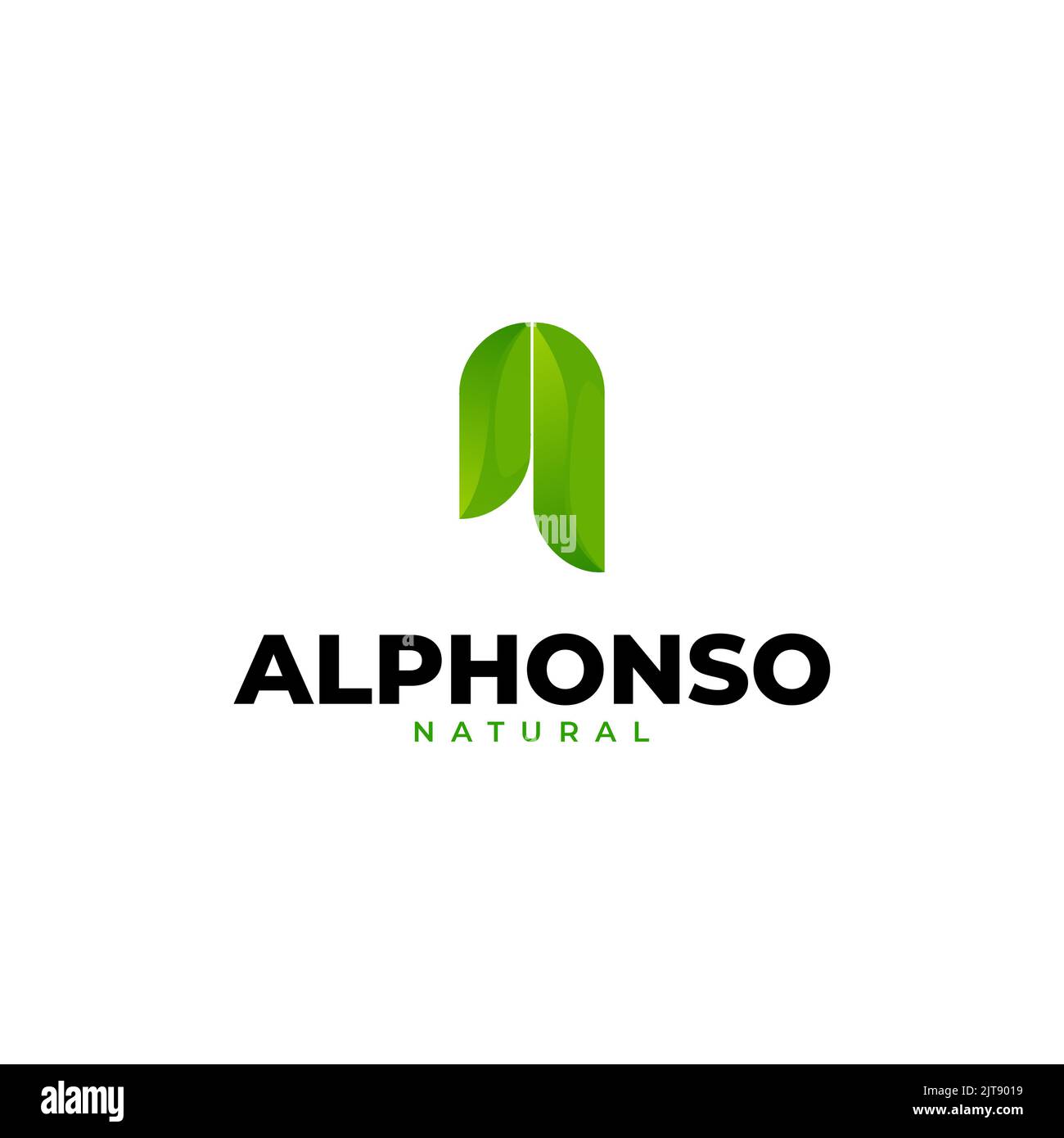 Green nature logo, leaf logo, letter A logo, vector format. Stock Vector