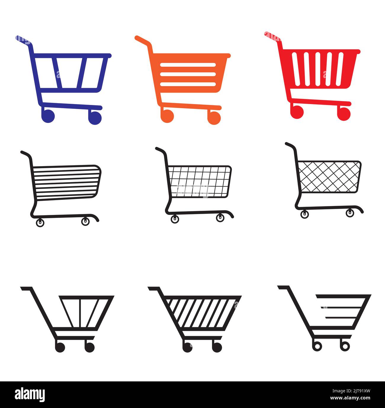 shopping cart shopping trolley black colorful vector art for