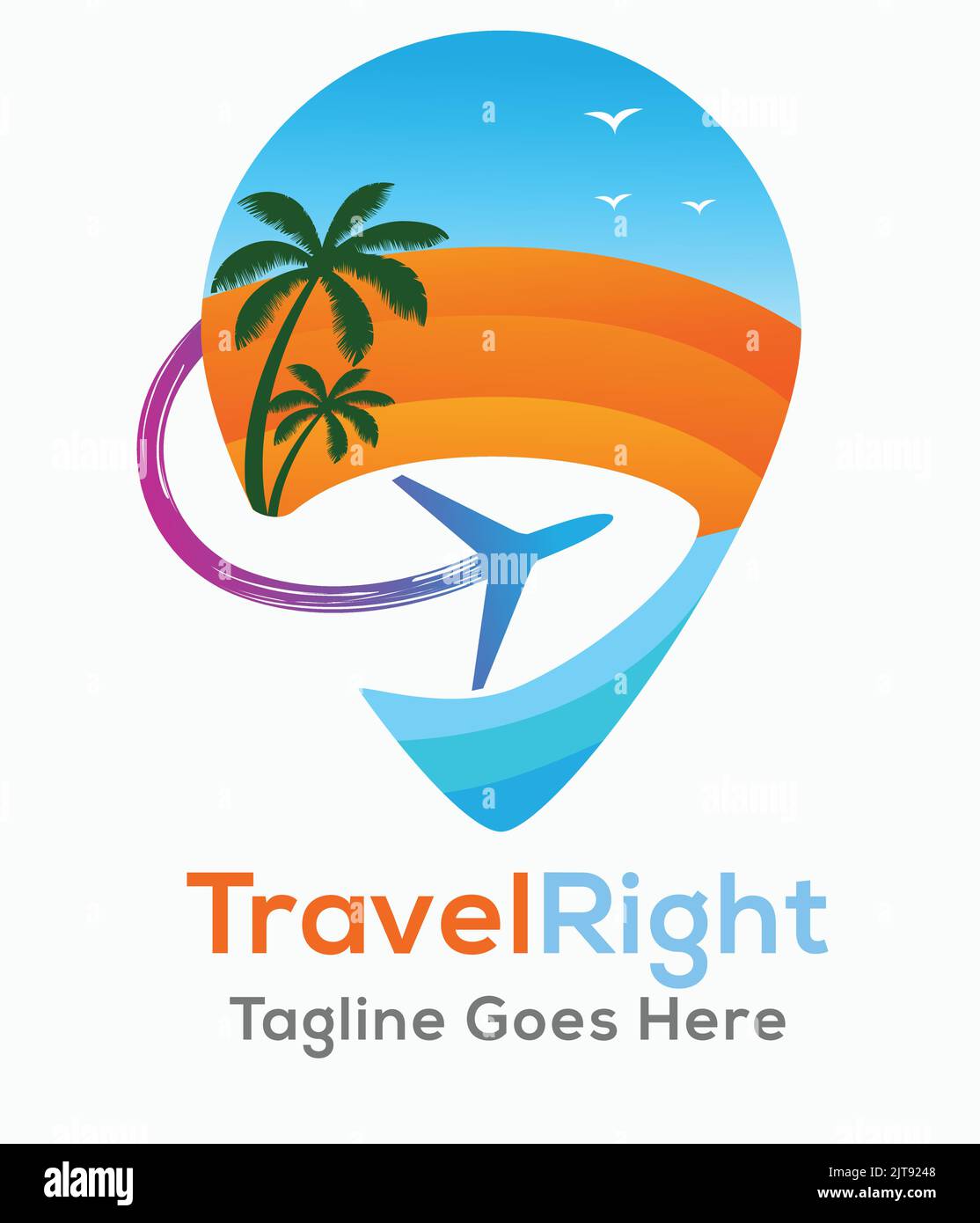 traveling company logo travel logo trip logo airplane beach tourism logo Stock Vector