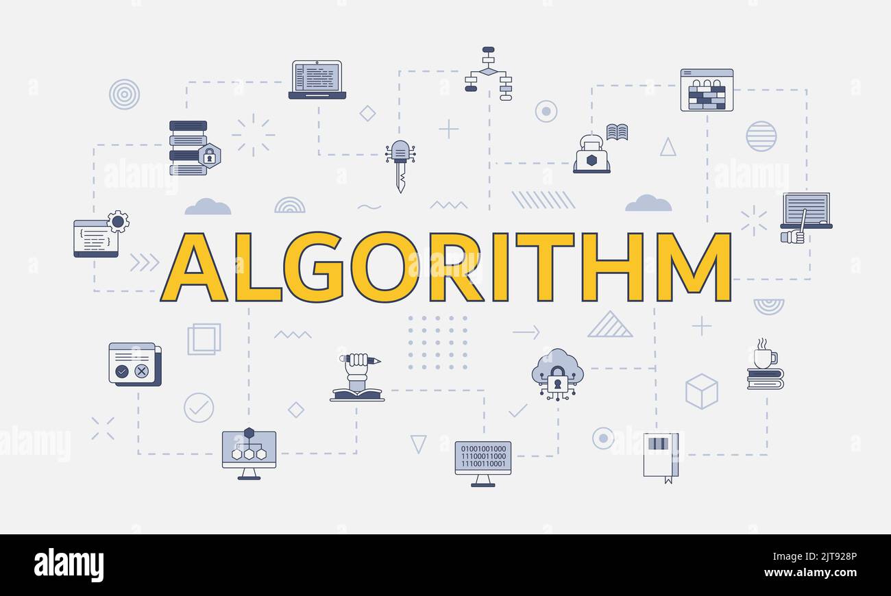 algorithm concept with icon set with big word or text on center vector ...
