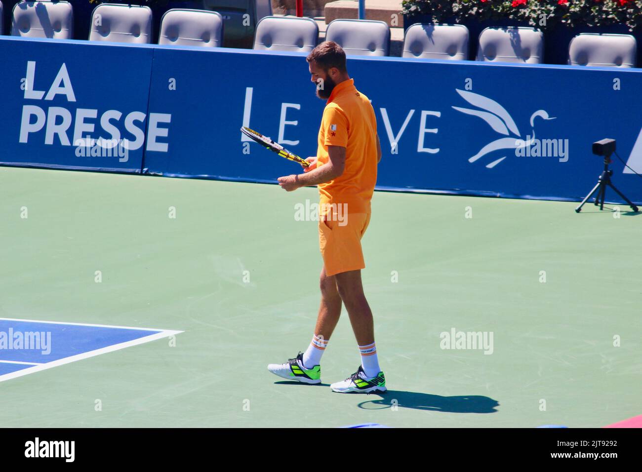 French tennis player Benoît Paire plays against Denis Kudla of the United States in the qualifying match at the National Bank Open. August 6, 2022. Stock Photo