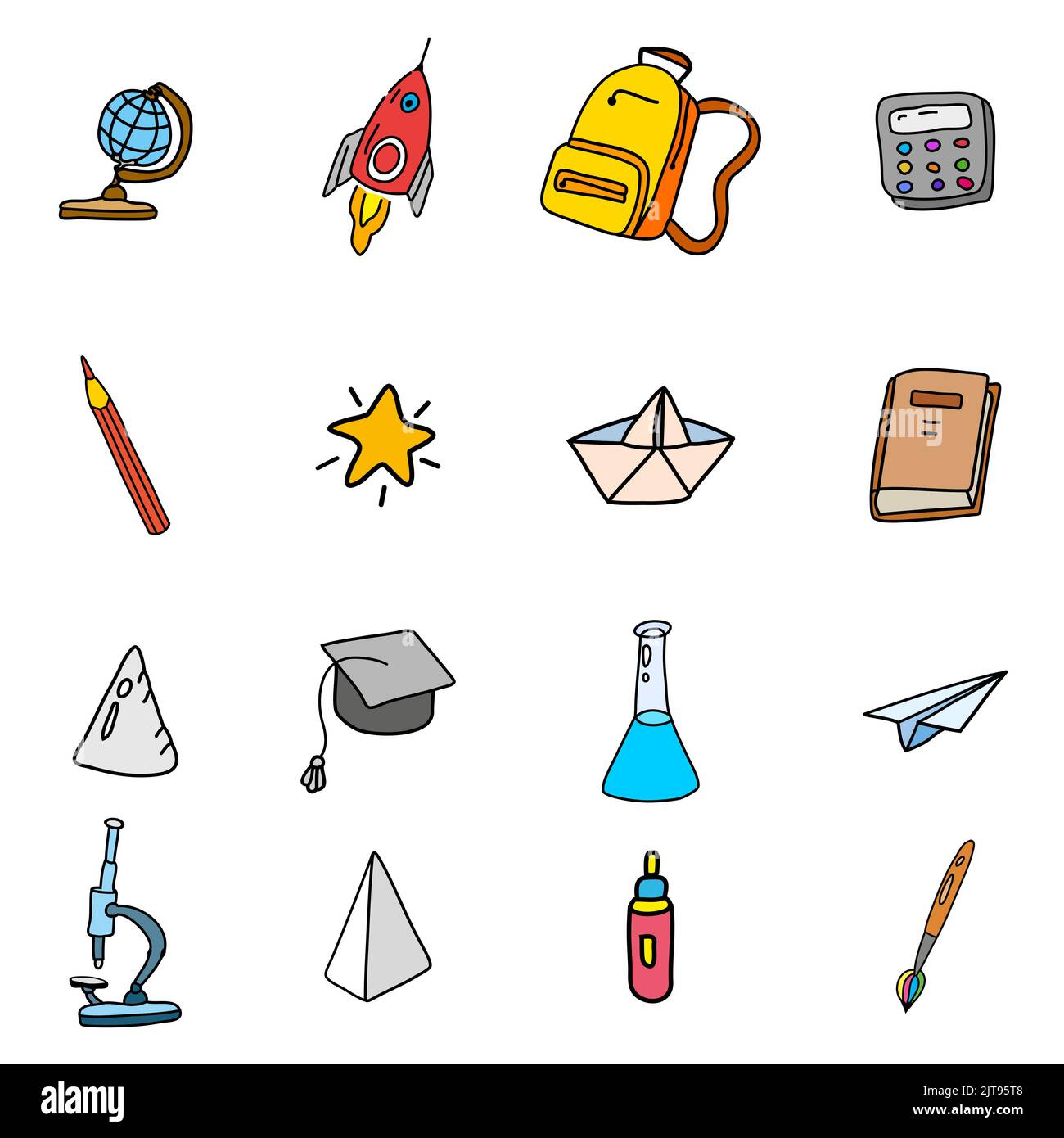 Back to school icon set, hand drawing collection. Vector illustration ...