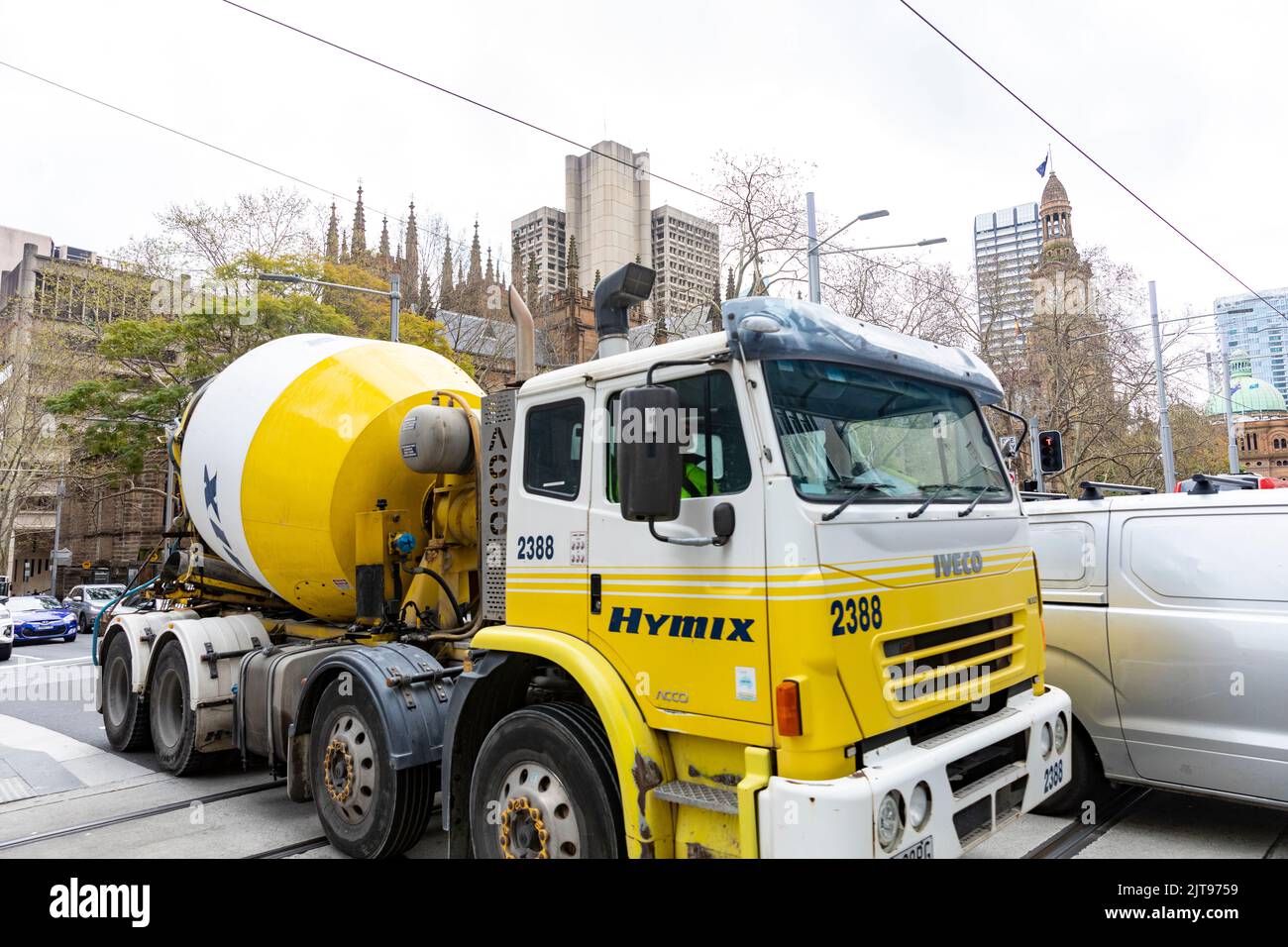 Hymix ready mix concrete lorry truck delivering concrete in Sydney,NSW