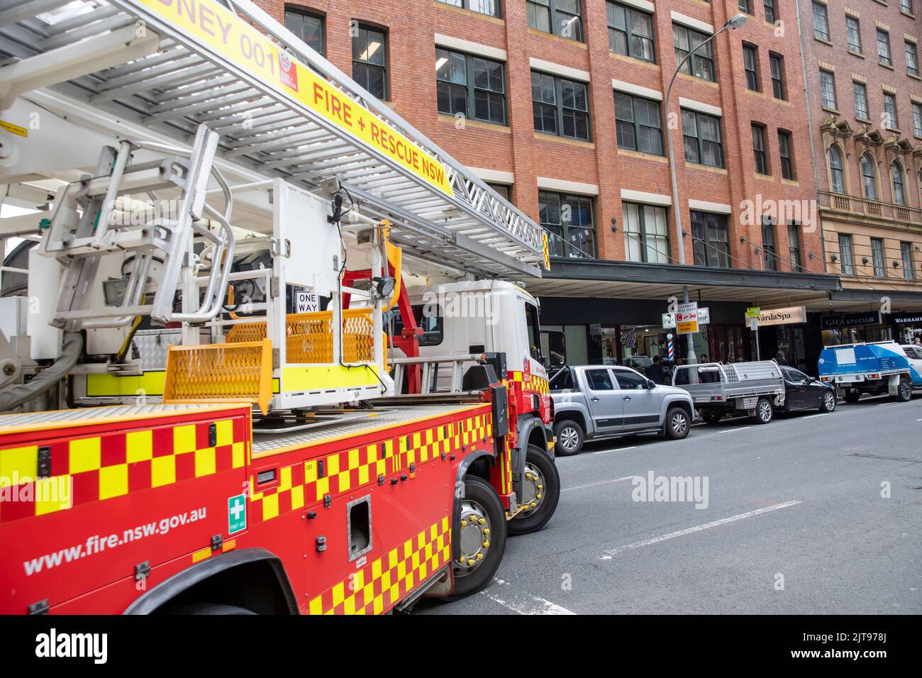 Fire engine truck in Sydney city centre, part of NSW Fire and Rescue