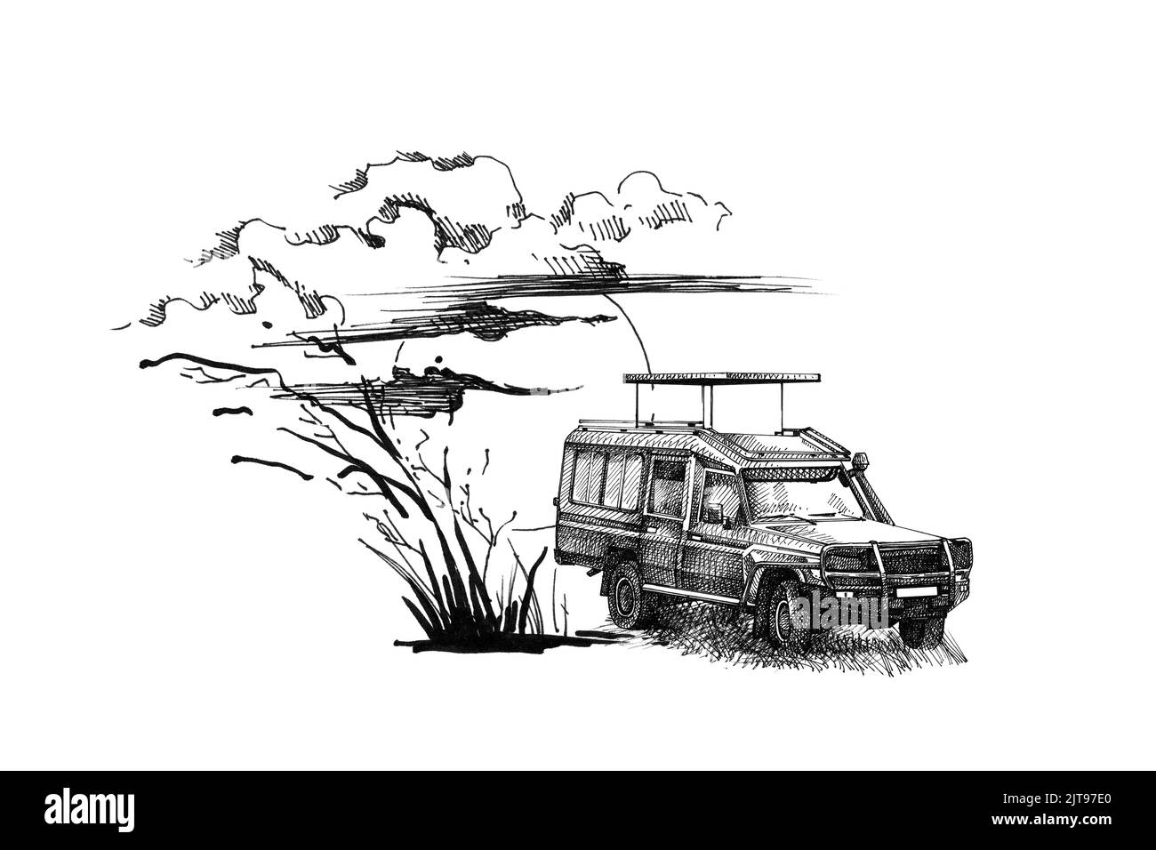 Vintage car hand draw hi-res stock photography and images - Alamy