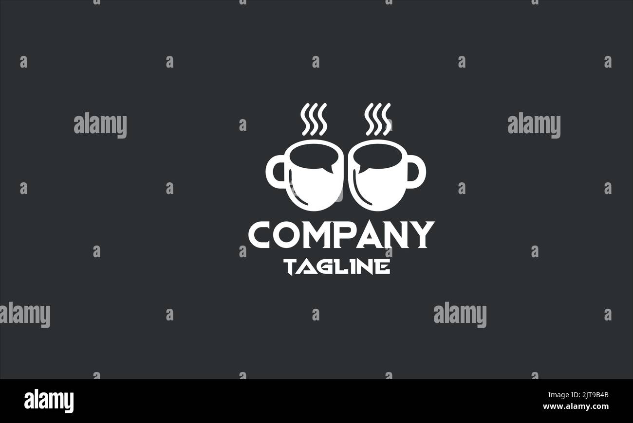 minimal coffee chat logo template Stock Vector
