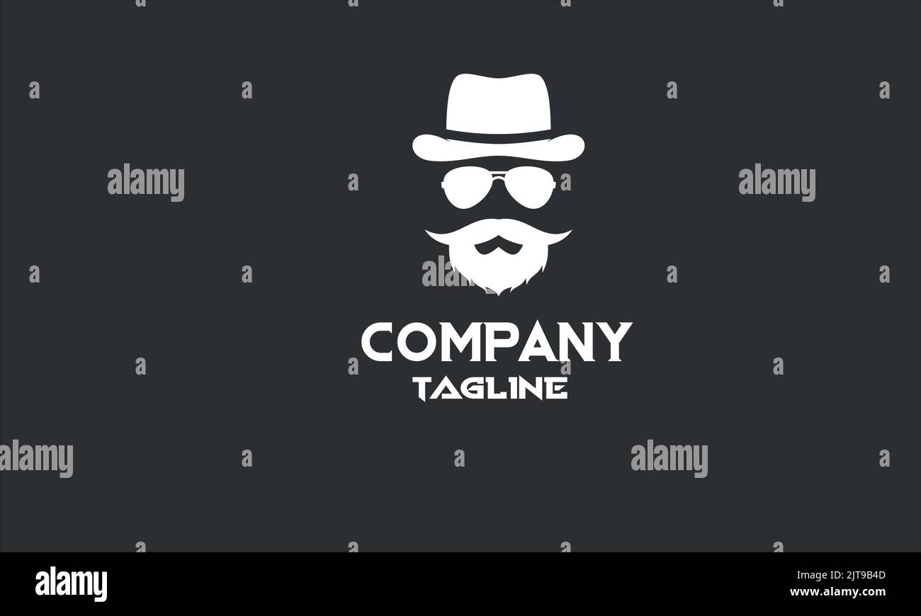 minimal gentleman barber logo template Stock Vector