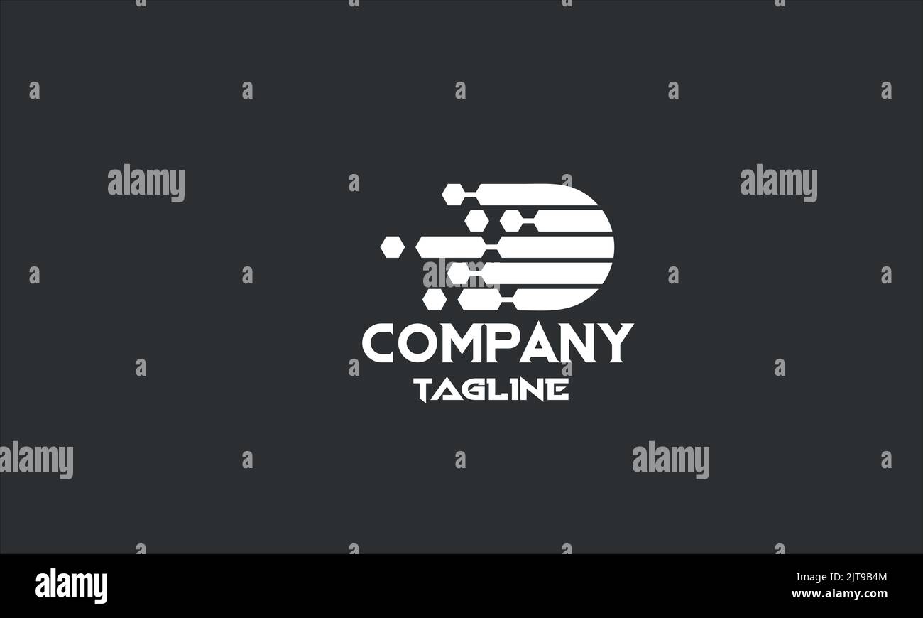 minimal digital letter D logo template Stock Vector