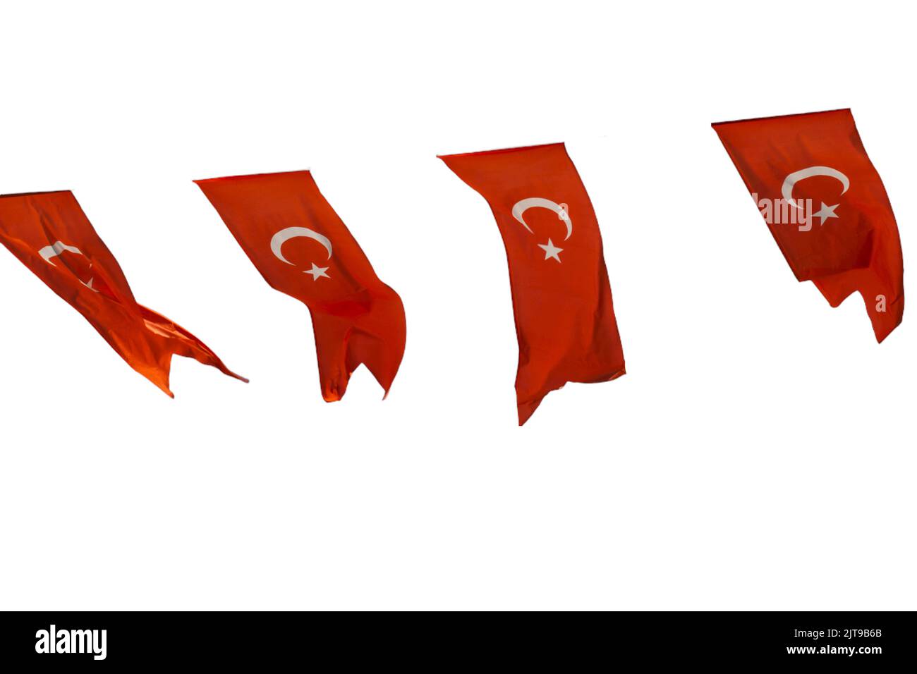 Turkish flags isolated on white backround featuring star and crescent