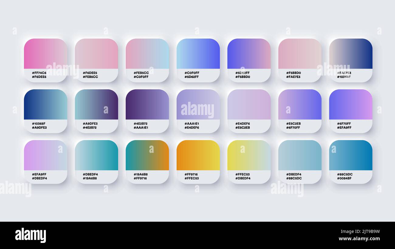 Colour Palette Catalog Samples Gradient in RGB HEX Bright Stock Vector