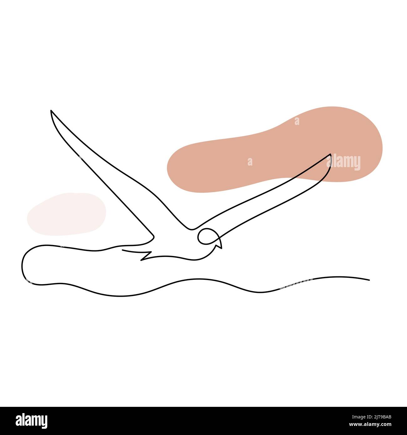 Flying seagull line art. Contour drawing. Minimalism art Stock Vector ...