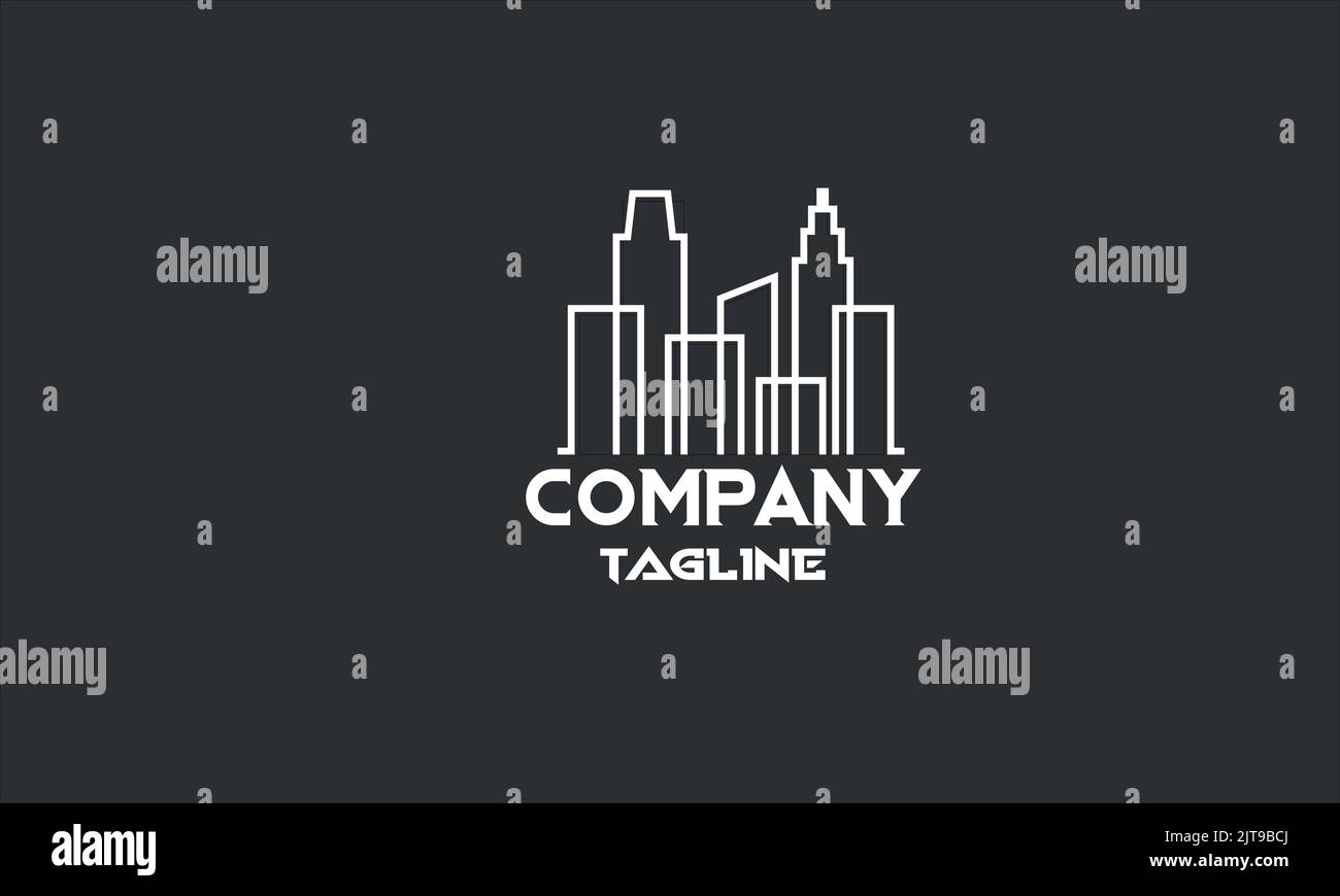 minimal real estate building logo template Stock Vector