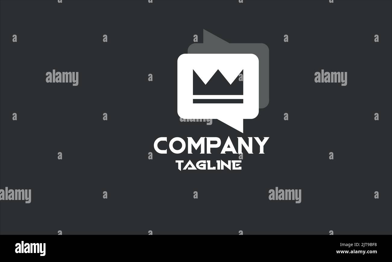 minimal king chat logo template Stock Vector