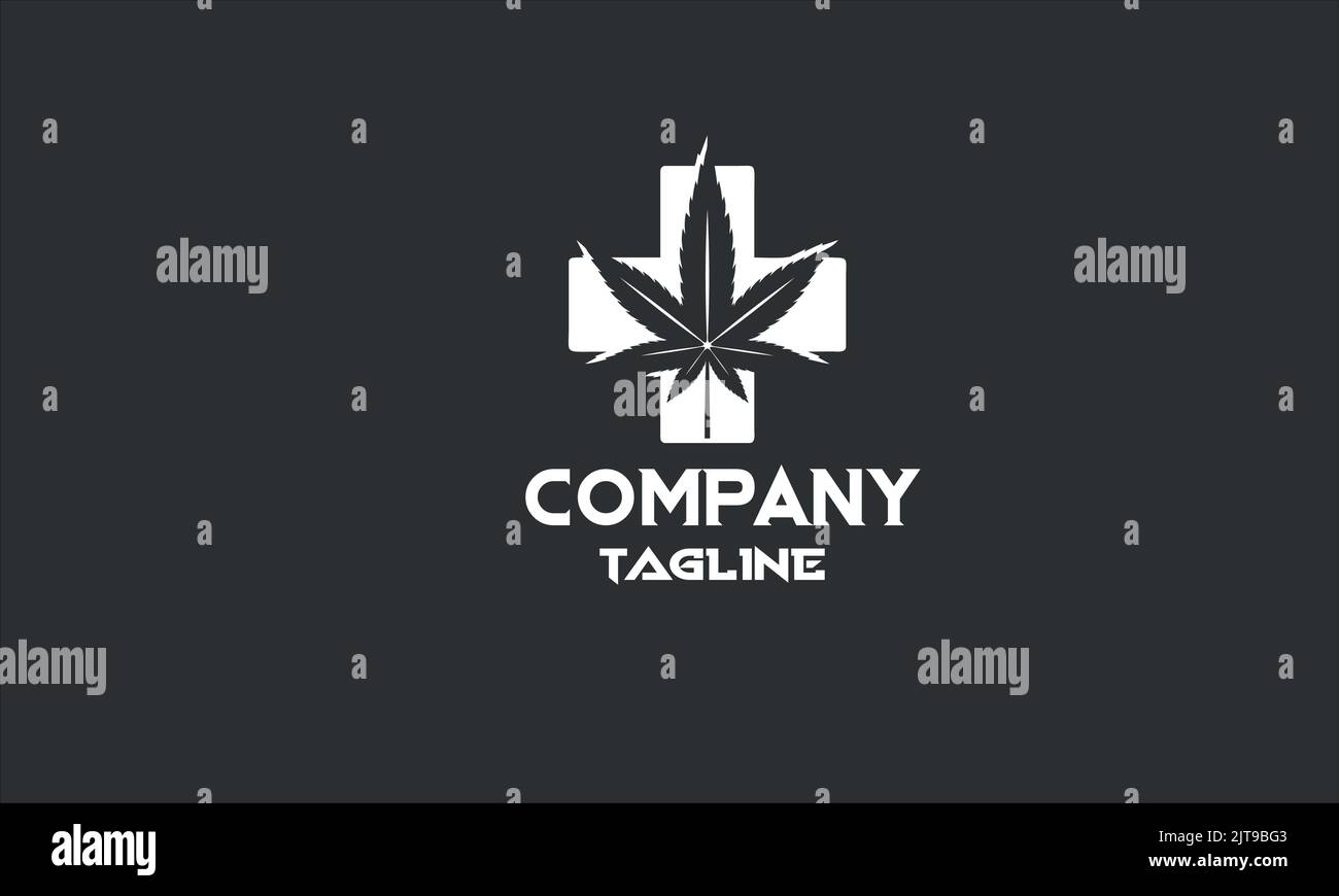 minimal medical cannabis logo template Stock Vector