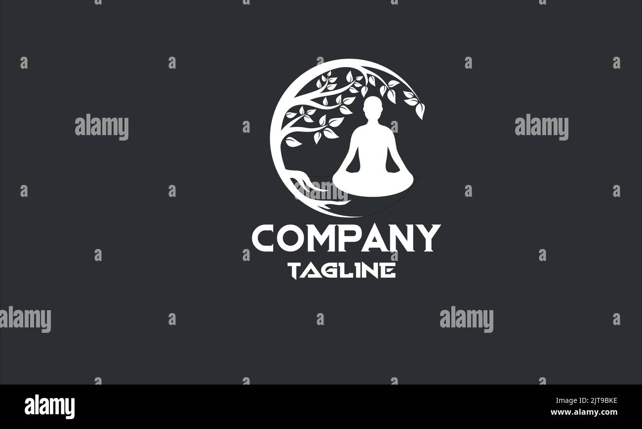 minimal nature yoga logo template Stock Vector