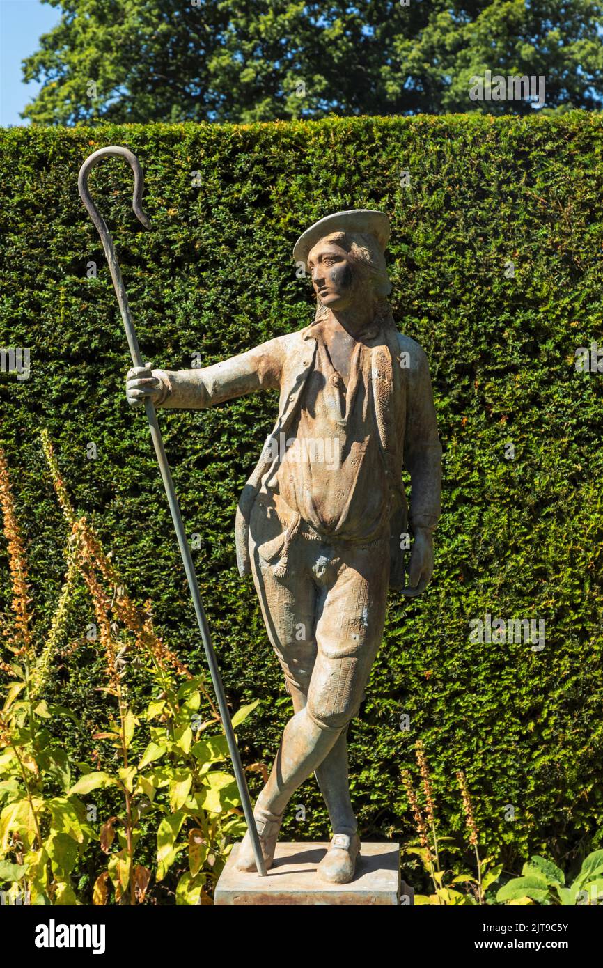 England, West Sussex, Haywards Heath, Handcross, Nymans House and Garden, Ornamental Statue of Shepherd with Hook Stock Photo