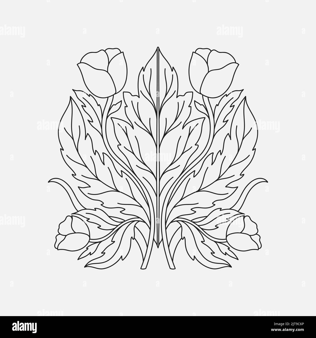 Art nouveau style flower plant stencil basic element. 1920-1930 years ...
