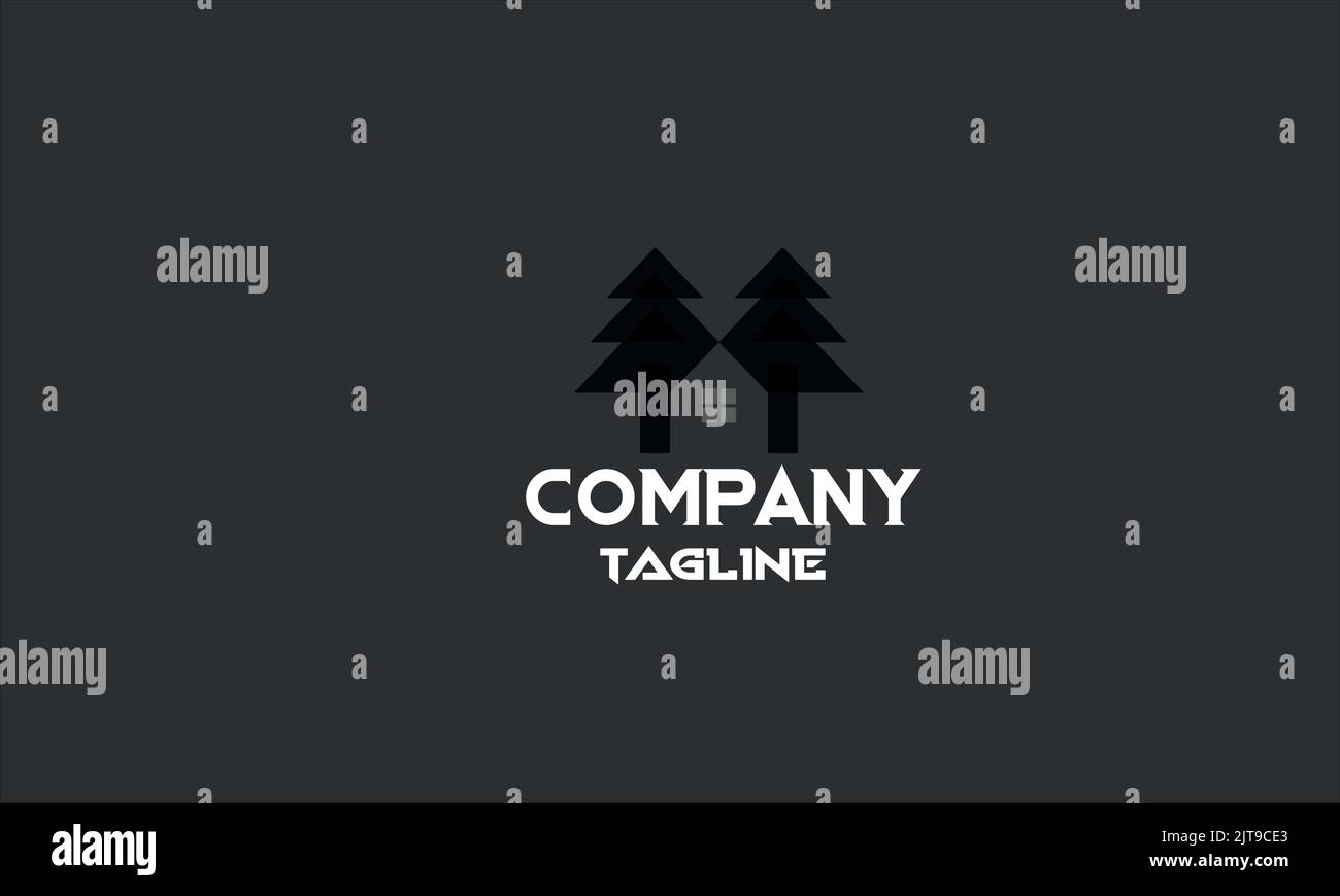 minimal real estate tree house logo template Stock Vector