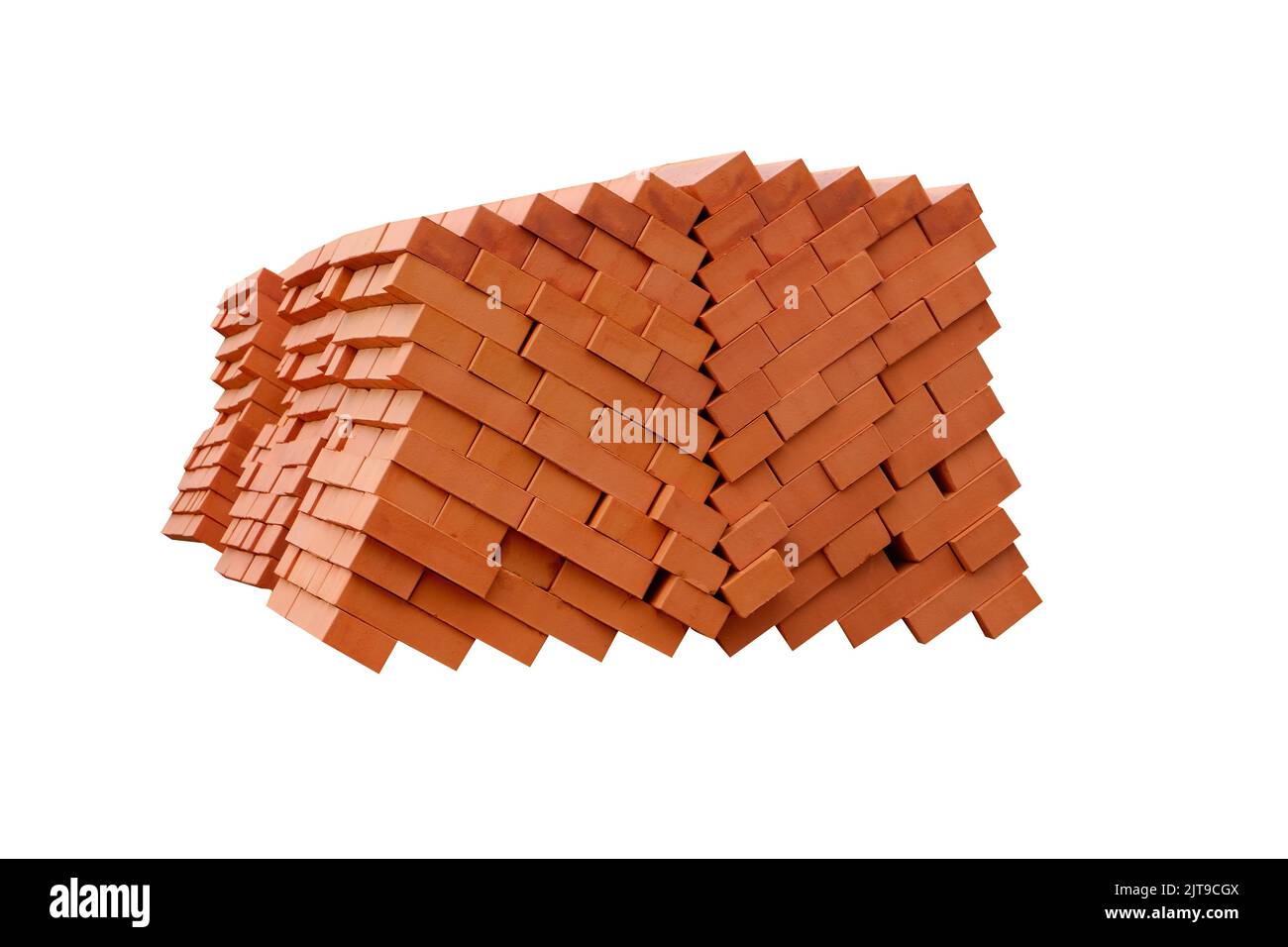 pile of red bricks isolated on white background Stock Photo Alamy
