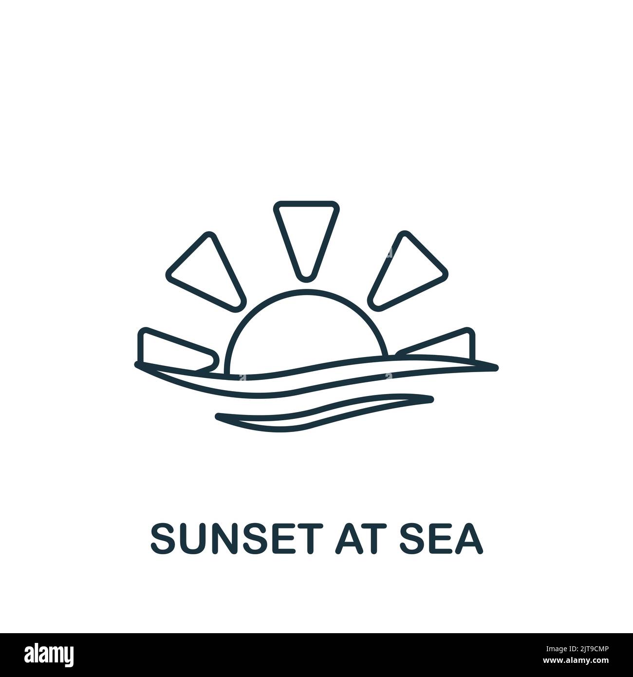 Sunset At Sea icon. Line simple Summer icon for templates, web design