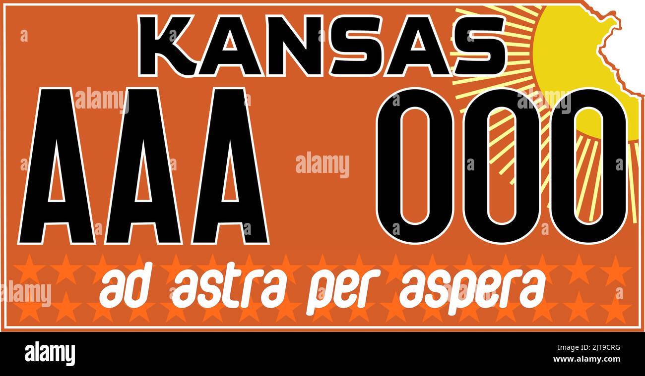 Vehicle license plates marking in Kansas in United States of America