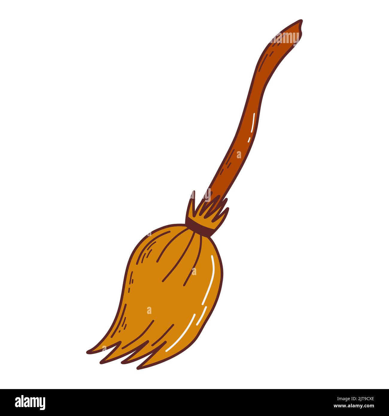 Witch broom. Halloween elements. Trick or treat concept. Vector
