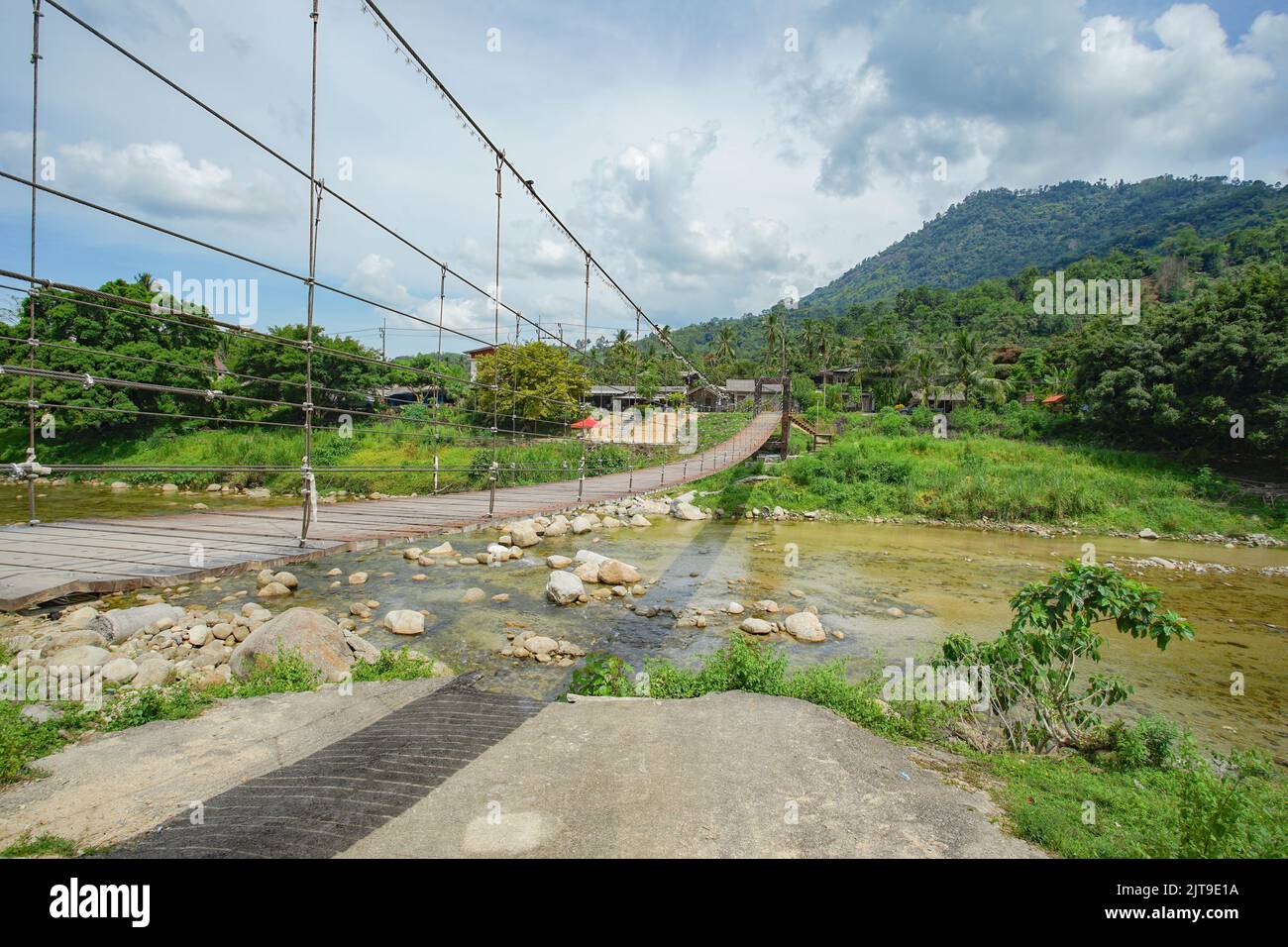 One of the best travel destinations fresh air village in Nakhon Si Thammarat province ,Thailand Named Kiriwong village. Stock Photo