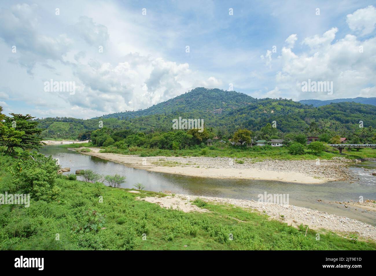 One of the best travel destinations fresh air village in Nakhon Si Thammarat province ,Thailand Named Kiriwong village. Stock Photo