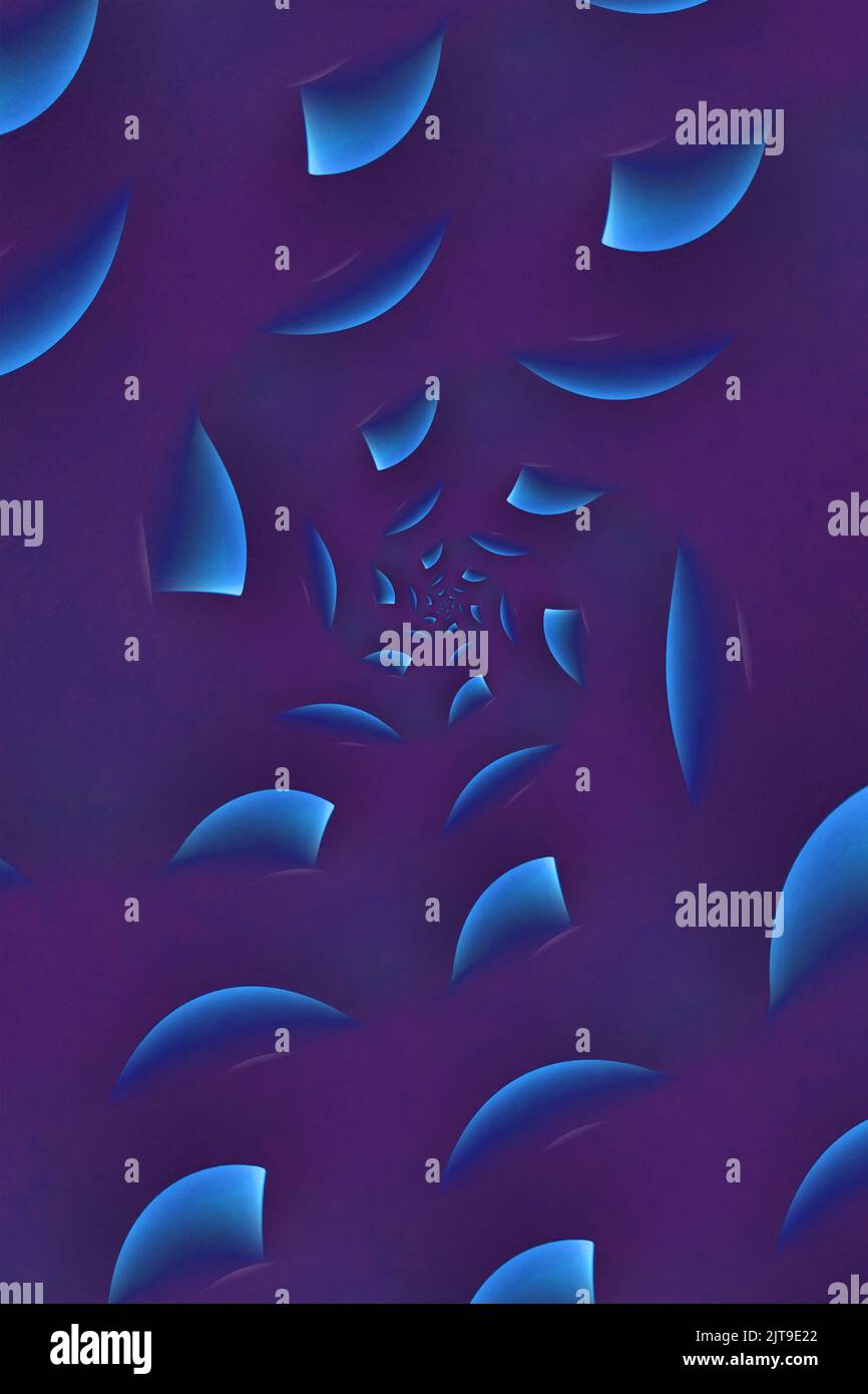 beyond traditional Julia formulated fractal pattern and design as creative connections in shades of blue and purple Stock Photo