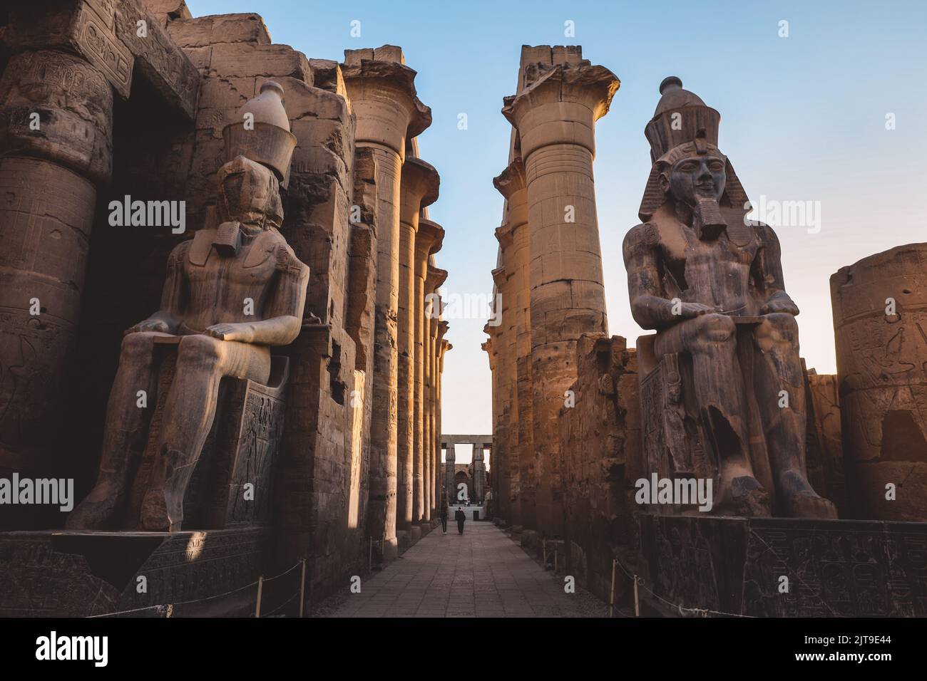 Ancient Egyptian Ruins of God Statues near the Pylon of Luxor Temple