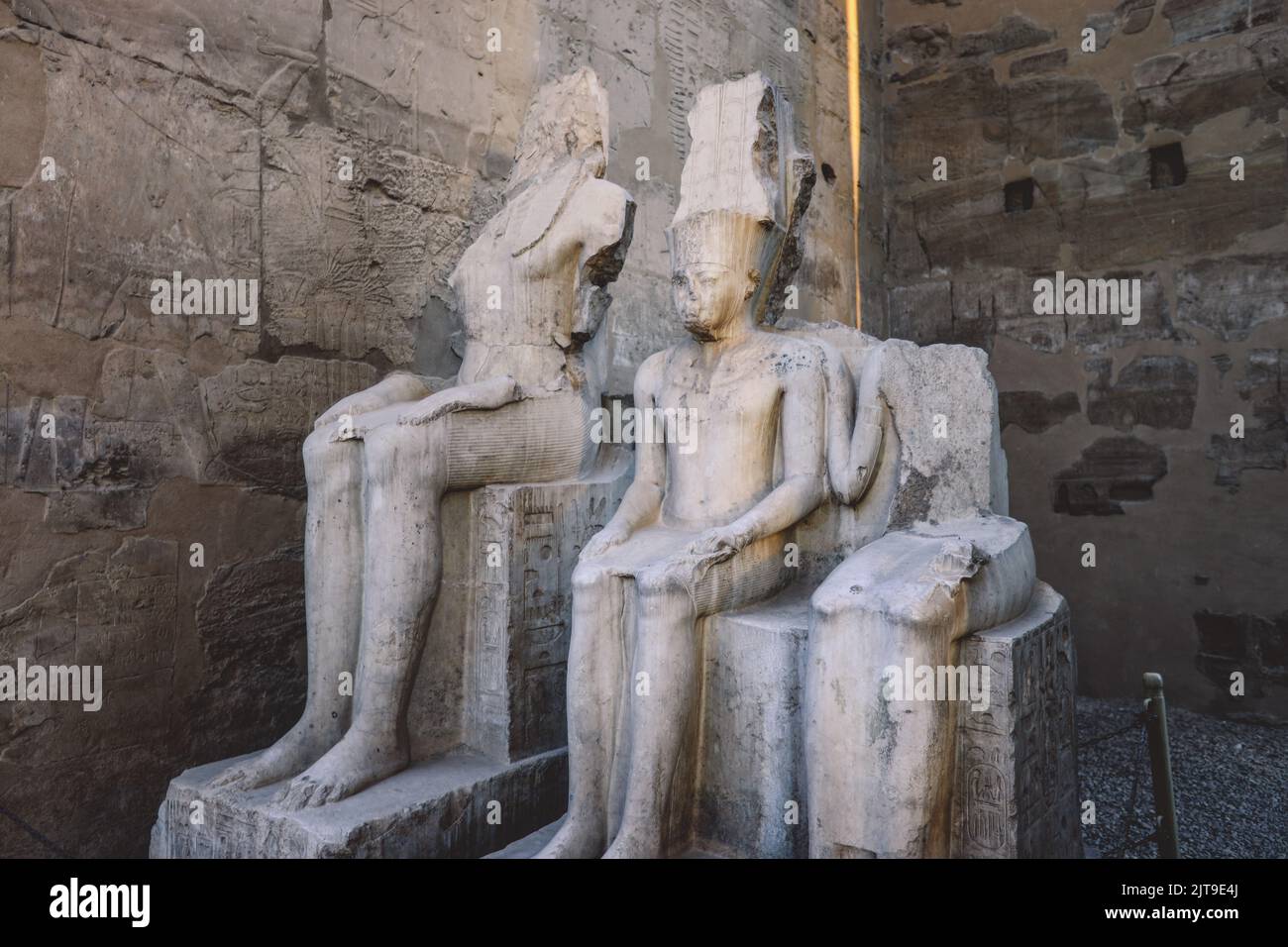 Ancient Egyptian Ruins of God Statues near the Pylon of Luxor Temple