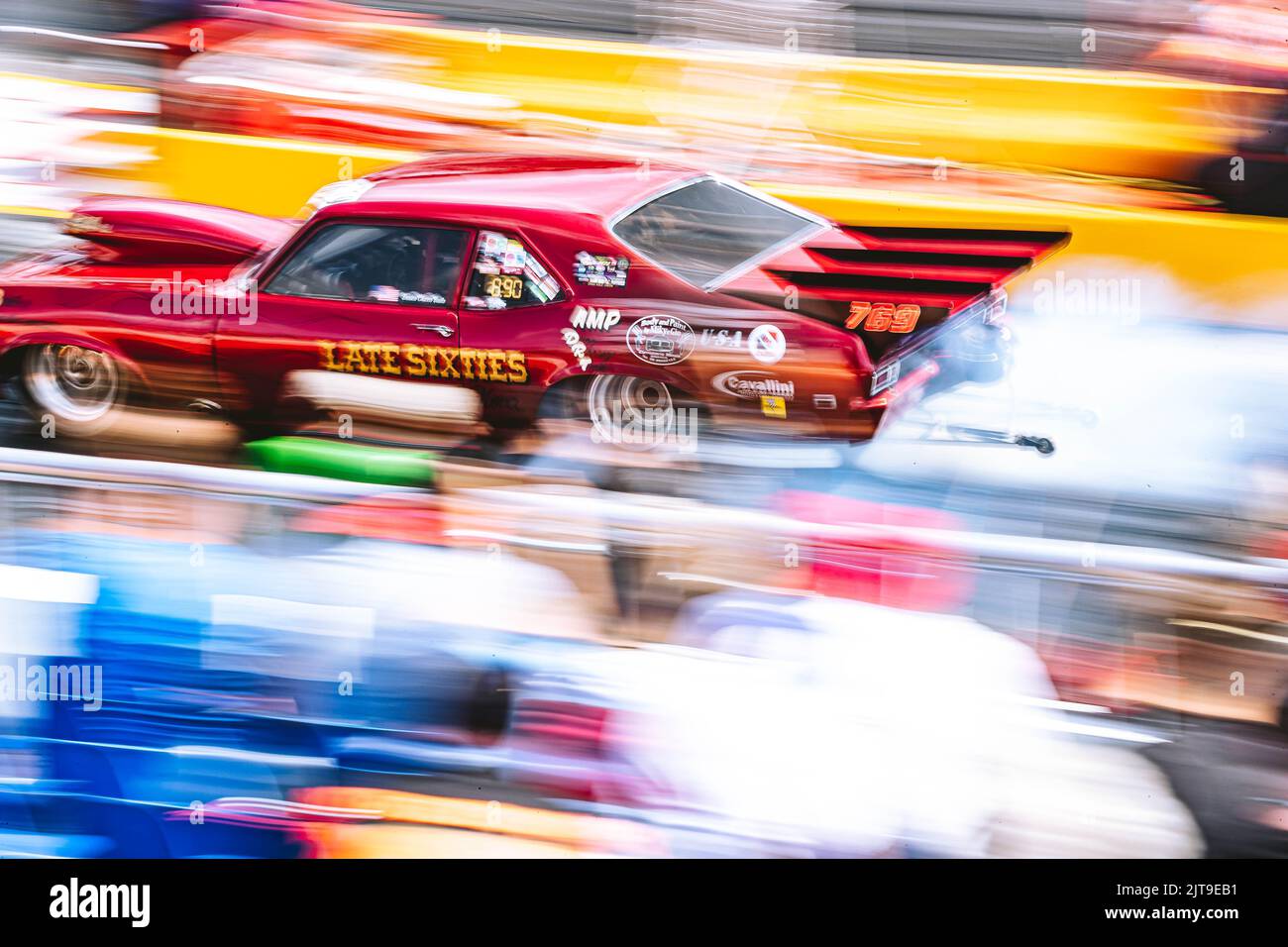 Hockenheim, Germany. 28th Aug, 2022. Hockenheim, Germany, August 28th 2022: Enrico Bailo (ITA) does a burnout during the 2022 NitrOlympX Drag Racing event at the Hockenheimring in Hockenheim, Germany Dan O' Connor (Dan O' Connor/SPP) Credit: SPP Sport Press Photo. /Alamy Live News Stock Photo