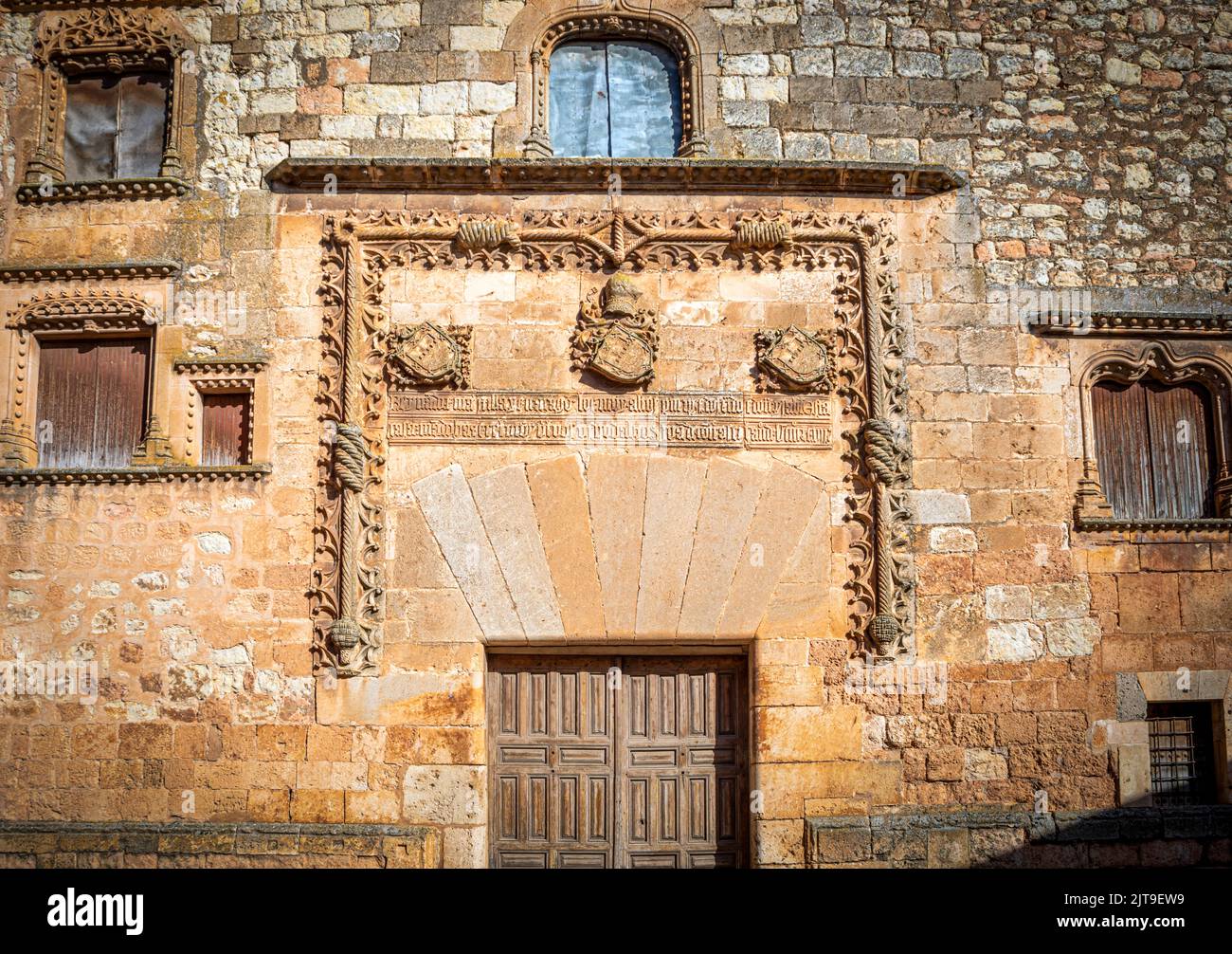 Facade of the medieval Palacio de los Contreras in the province of Segovia, Spain, declared a monument of cultural interest Stock Photo