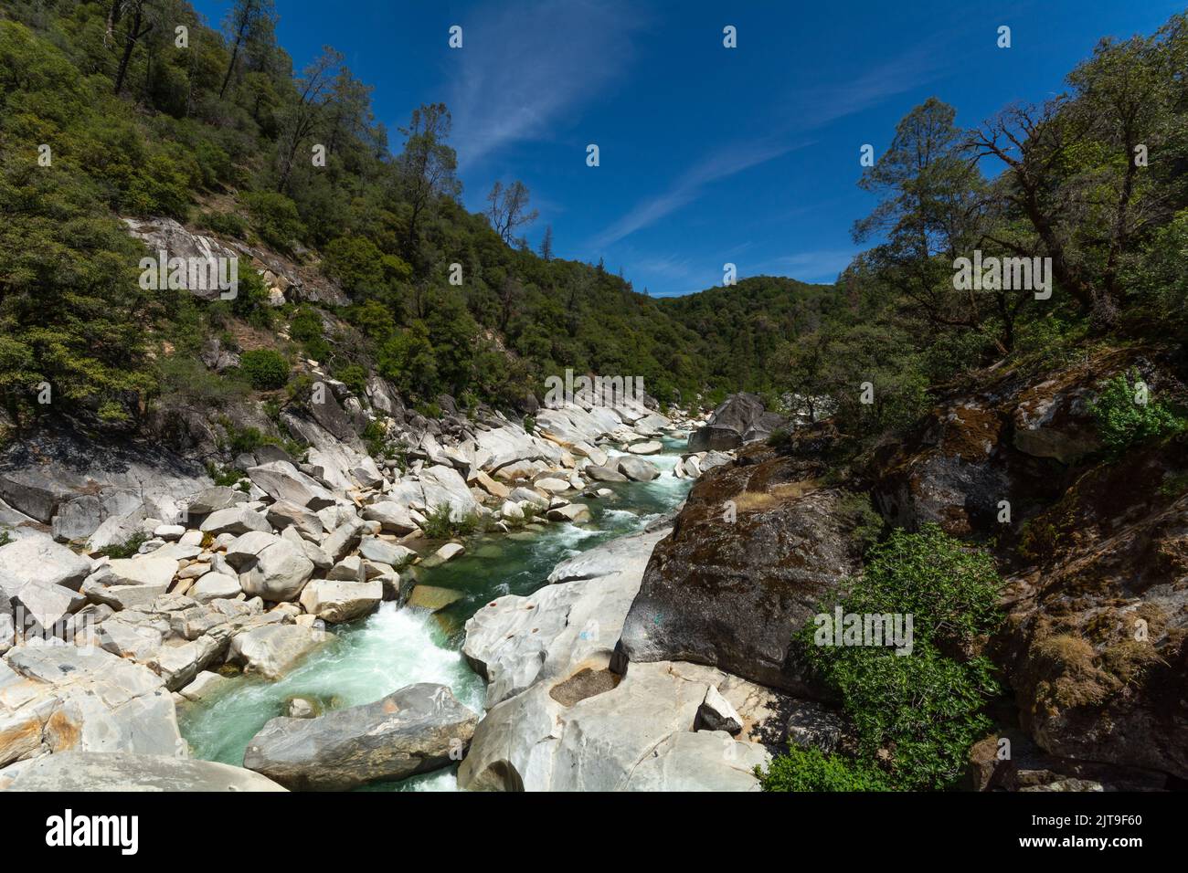 The Yuba River in California and its rocky bed Stock Photo Alamy