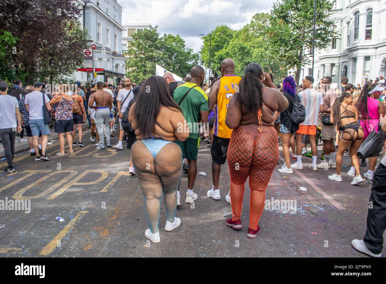 NOTTING HILL, LONDON, ENGLAND 28 August 2022 People on the street on the first day of Notting