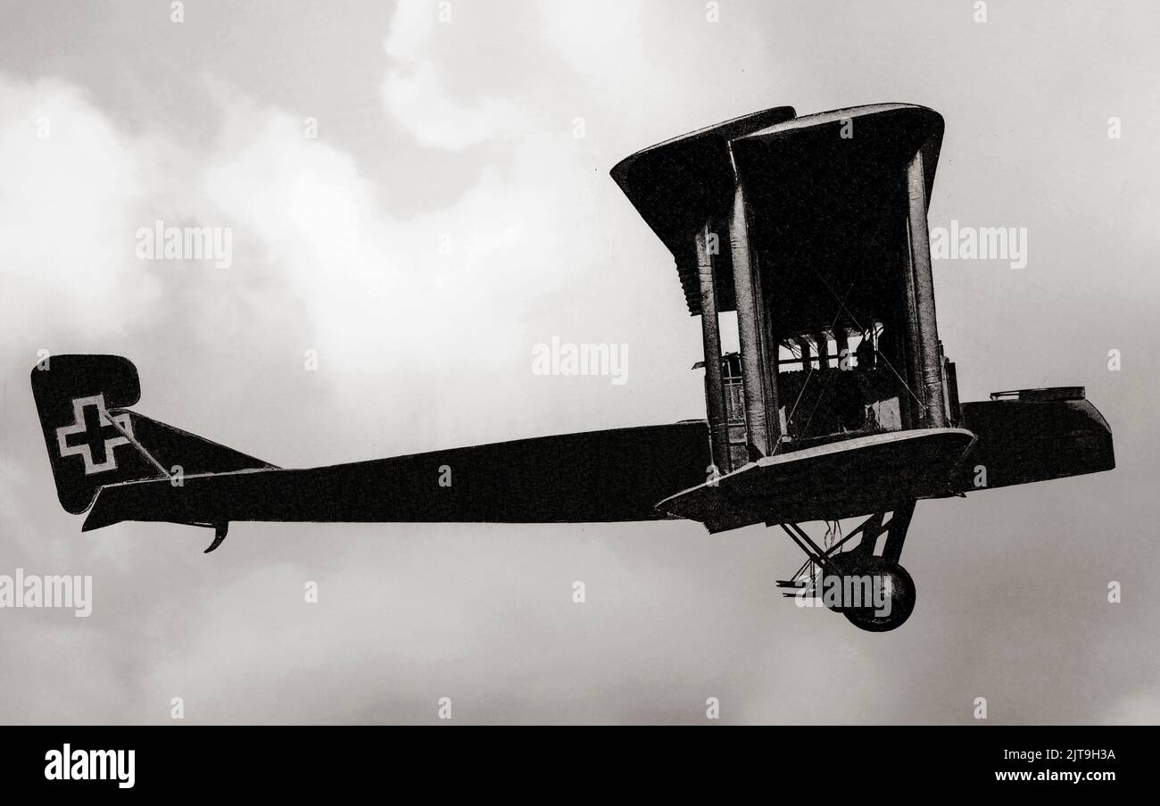 A Gotha G.V, a heavy bomber used by the Luftstreitkräfte (Imperial German Air Service) during World War I. Designed for long-range service and built by Gothaer Waggonfabrik AG, the Gotha G.V was used principally as a night bomber. Stock Photo