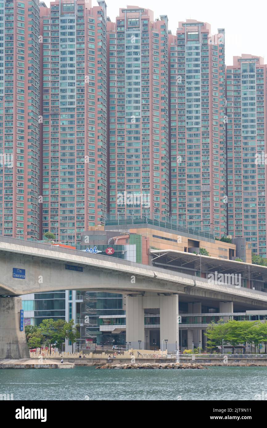A vertical shot of Tierra Verde - a high-end residential building, in Tsing Yi, Hong Kong Stock Photo