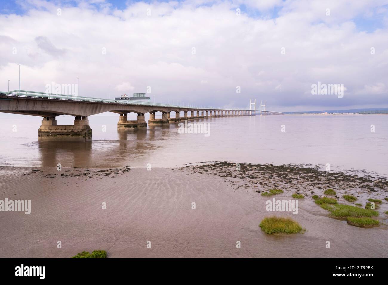 aerial view of the prince of wales road bridge across the river severn