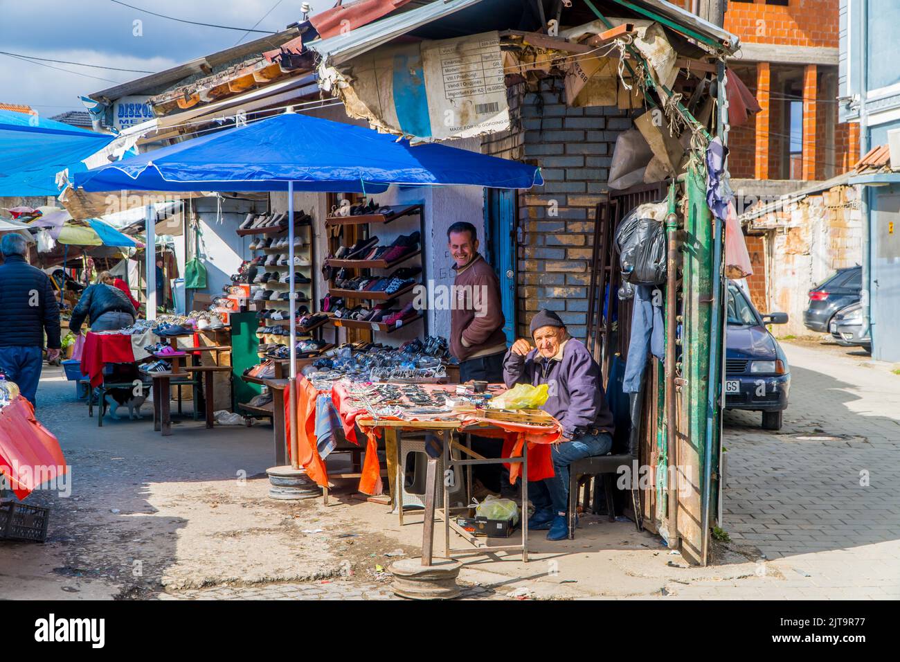 A view of the local market in Pristina, Kosovo Stock Photo