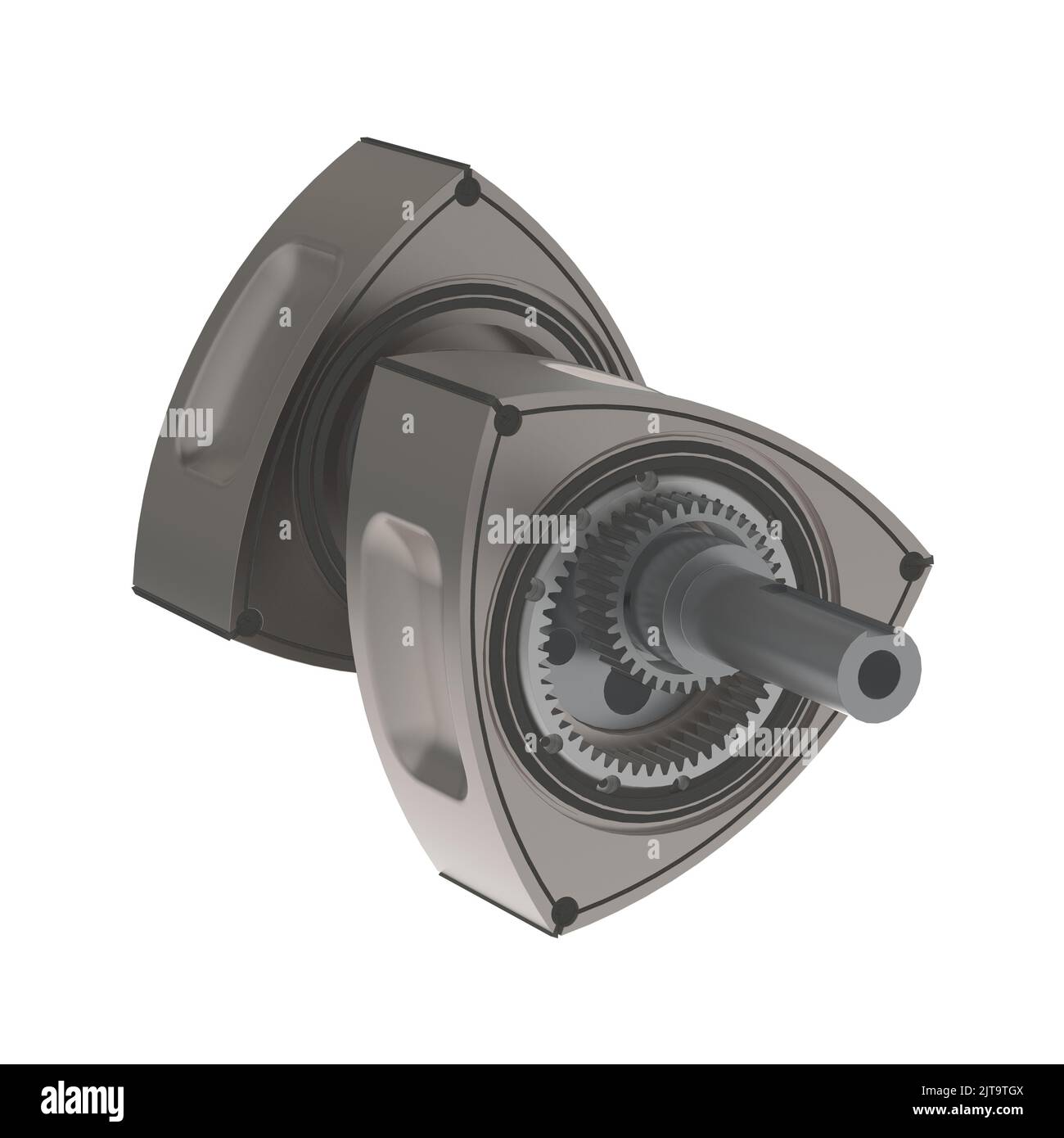 Rotary Wankel engine piston camshaft 3D illustration isolated on white background Stock Photo