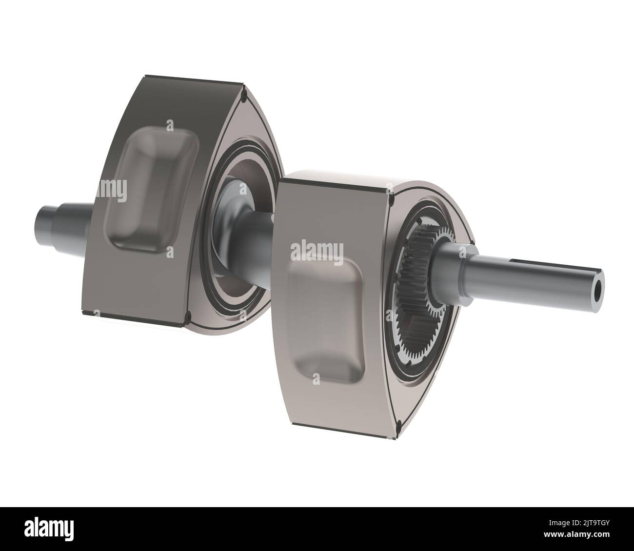 Rotary Wankel engine piston camshaft 3D illustration isolated on white background Stock Photo