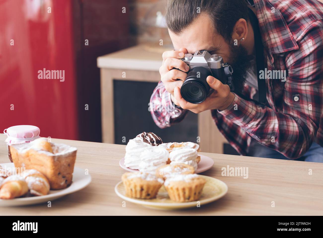 food blogger hobby lifestyle photo cakes pastries Stock Photo