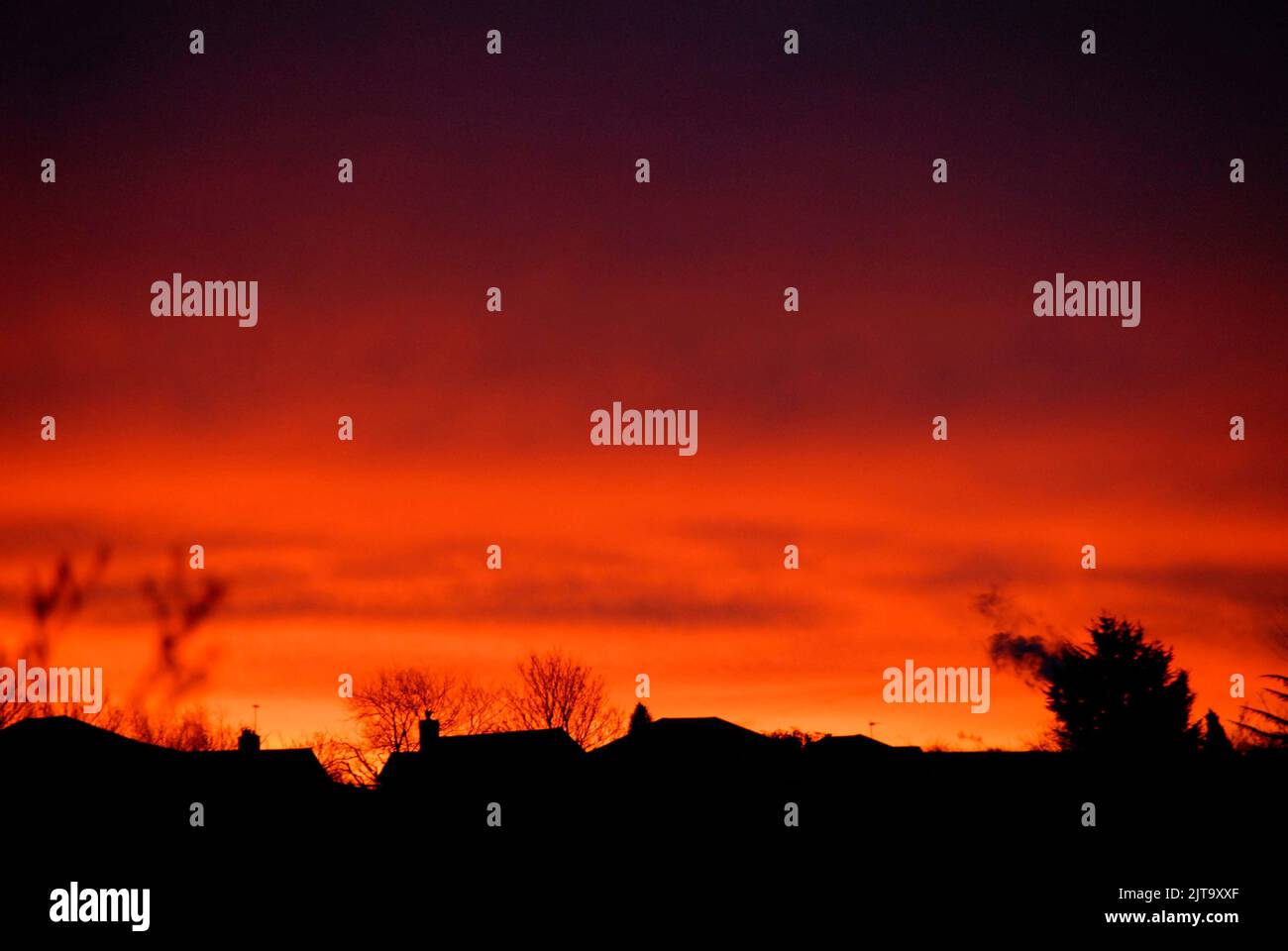 Majestic sunrise in winter Stock Photo