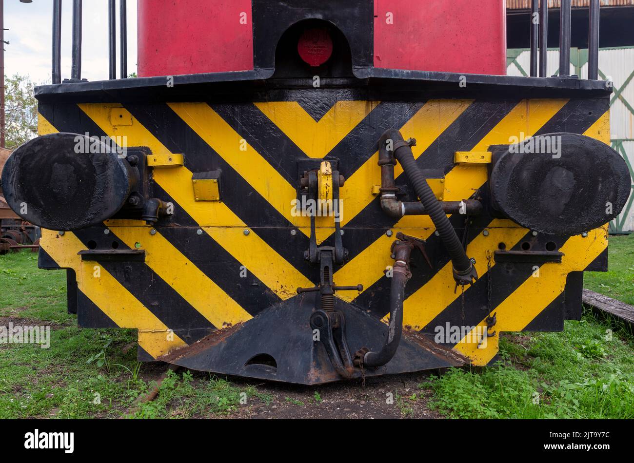 front view of old locomotive Stock Photo
