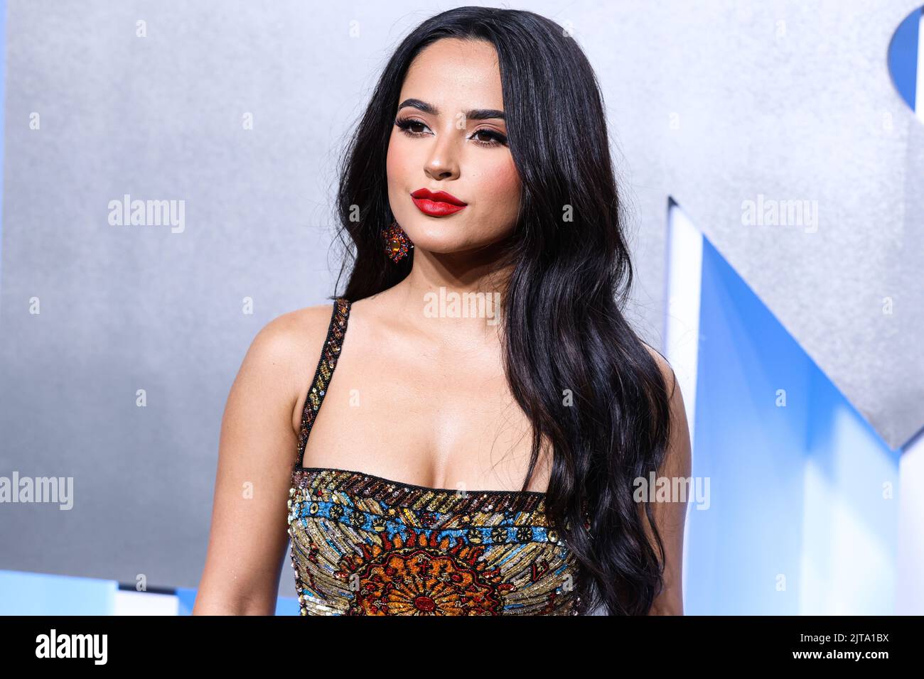 NEWARK, NEW JERSEY, USA - AUGUST 28: Becky G arrives at the 2022 MTV Video Music Awards held at the Prudential Center on August 28, 2022 in Newark, New Jersey, USA. (Photo by Xavier Collin/Image Press Agency) Stock Photo