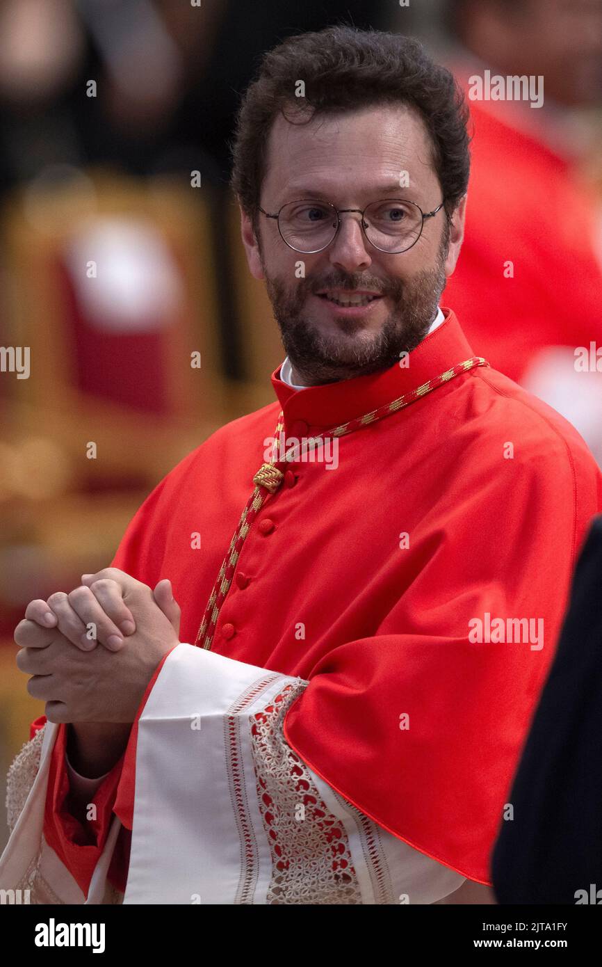Vatican City, Vatican, 27 August 2022.  the newly elected cardinal Giorgio Marengo arrives for the  consistory ceremony in the Saint Peter's Basilica. Pope Francis creates 20 new cardinals at his eighth Consistory. Credit: Maria Grazia Picciarella/Alamy Live News Stock Photo